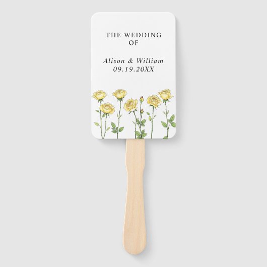 Boter gele roos bloemen bloemenbruiloft programma handwaaier (Voorkant)