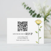 Boter gele roos bloemen QR code bloemen bruiloft RSVP Kaartje (Staand voorkant)