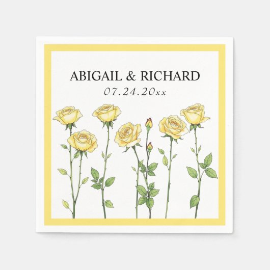 Boter gele roos bloemen romantische bloemenbruilof servet (Voorkant)