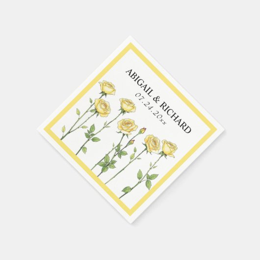 Boter gele roos bloemen romantische bloemenbruilof servet (Hoek)