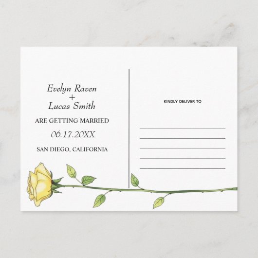 Boter gele roos bloemen romantische bloemenfoto briefkaart (Achterkant)