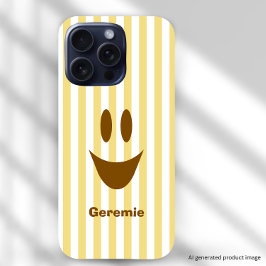 Boter Gele Strepen Pret Bruine Smiley iPhone 16 Pro Hoesje