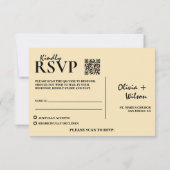 Boter Gele Trouw QR Code RSVP Kaartje (Achterkant)