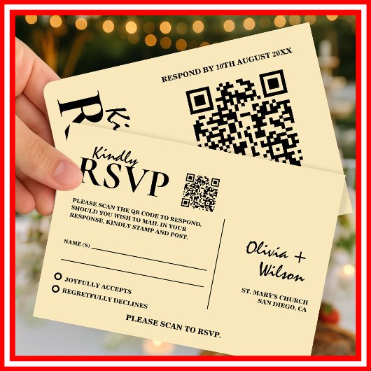 Boter Gele Trouw QR Code RSVP Kaartje