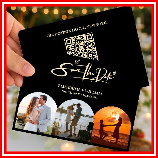 Boter Gele Trouwfoto QR-code Elegant Save The Date