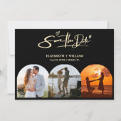 Boter Gele Trouwfoto QR-code Elegant Save The Date (Voorkant)