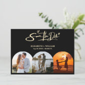 Boter Gele Trouwfoto QR-code Elegant Save The Date (Staand voorkant)