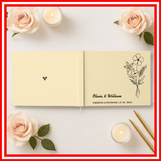 Boter Gele Wilde Bloemen Bruiloft Gastenboek