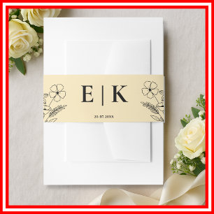 Boter Gele Wilde Bloemen Monogram Huwelijk Uitnodigingen Wikkel