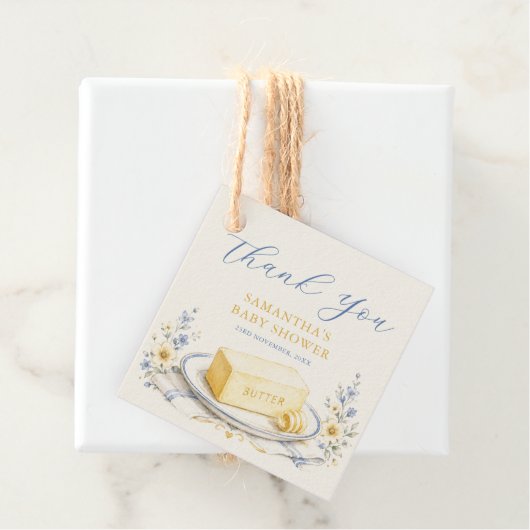 Boter Geloof Het Boter Baby Shower Geel Bedankjes Labels (In situ)