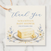 Boter Geloof Het Boter Baby Shower Geel Bedankjes Labels (Voorkant)