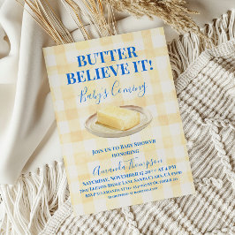 Boter Geloof Het Gele Gingham Jongen Baby Shower Kaart