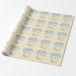 Boter Geloof Het Gele Gingham Jongen Babyborrel Cadeaupapier