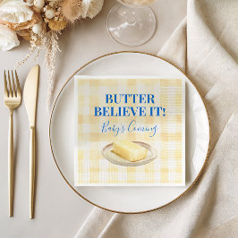 Boter Geloof Het Gele Gingham Jongens Baby Shower Servet