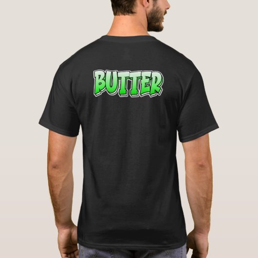 Boter graffiti stijlontwerp met boter t-shirt (Achterkant)