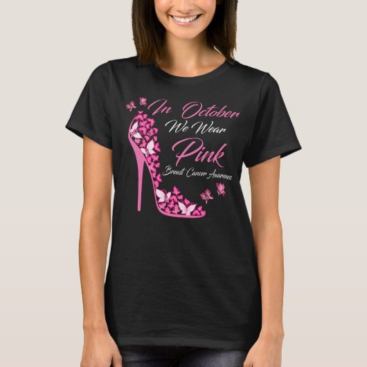 Boter in oktober Draag roze borstkanker T-shirt (Voorkant)