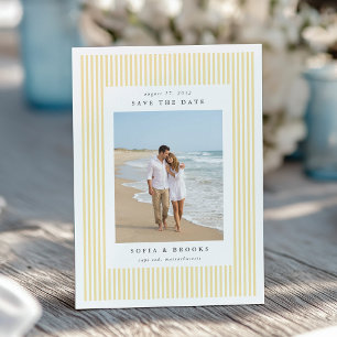 Boter Klassieke Pinstripe Foto Bruiloft Save The Date