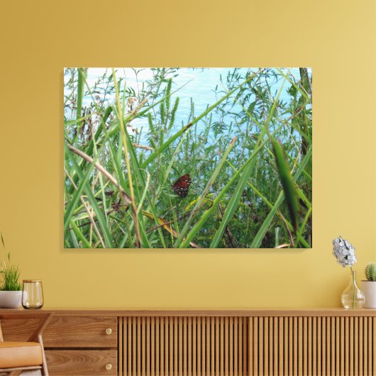 Boter langs de rivier canvas afdruk (Insitu (Woonkamer))