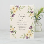 Boter Lavendel Wilde Bloemen Bruiloft Kaart (Staand voorkant)