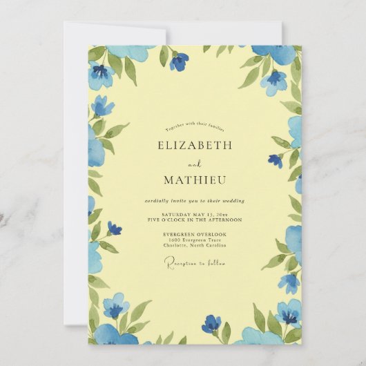 Boter Maagdenpalm Loof Eucalyptus Bruiloft Kaart (Voorkant)
