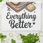 Boter maakt alles beter theedoek (Gevouwen)