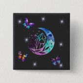 Boter, maan en kristallen vierkante button 5,1 cm (Voorkant)