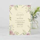 Boter Mauve Blad Bruiloft Kaart (Staand voorkant)