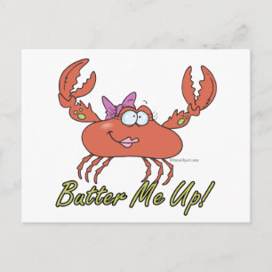 Boter me up schattig gekke meisje krab cartoon briefkaart