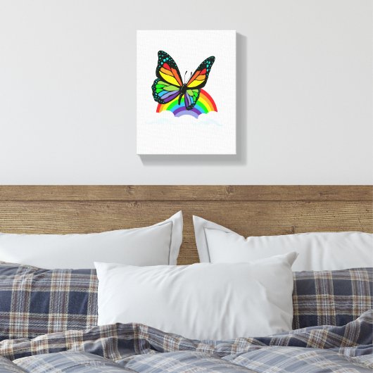 Boter met regenboog canvas afdruk (Insitu (Slaapkamer))