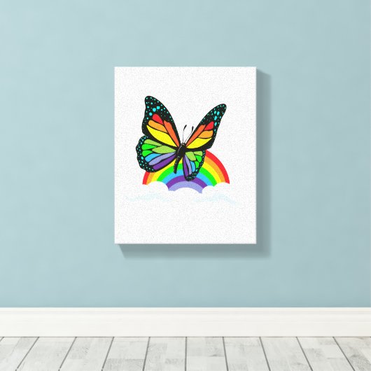 Boter met regenboog canvas afdruk (Insitu (Houten vloer))