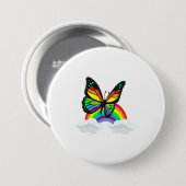 Boter met regenboog ronde button 7,6 cm (Voorkant /achterkant)