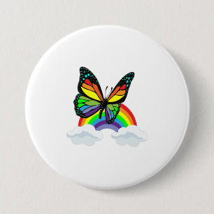 Boter met regenboog ronde button 7,6 cm