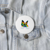 Boter met regenboog ronde button 7,6 cm (In situ)