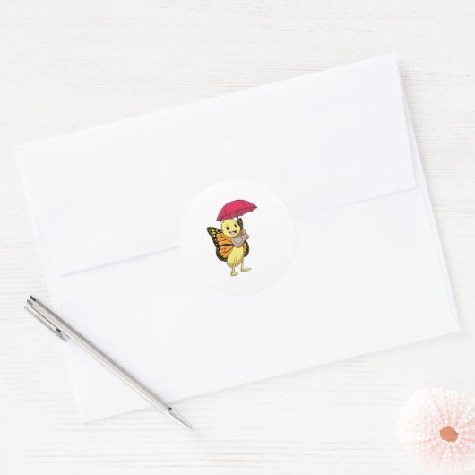 Boter met Umbrella Ronde Sticker (Envelop)