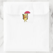 Boter met Umbrella Vierkante Sticker (Tas)