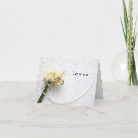 Boter op bloemboeket bedankkaart (Voorkant)