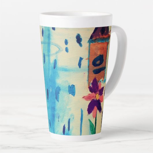 Boter op een regenachtige dag latte mok (Rechterhoek)