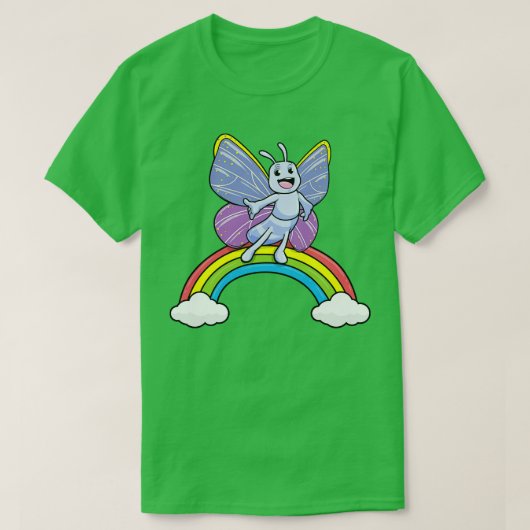 Boter op een regenboog met wolken t-shirt (Design voorkant)