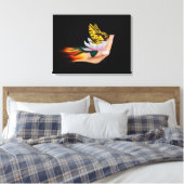 Boter op Lotus Bloom Canvas Afdruk (Insitu (Slaapkamer))