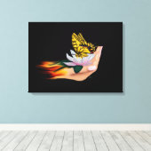 Boter op Lotus Bloom Canvas Afdruk (Insitu (Houten vloer))