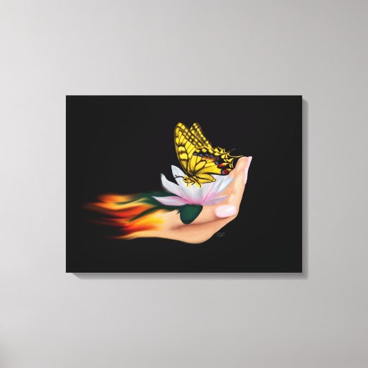 Boter op Lotus Bloom Canvas Afdruk (Voorkant)