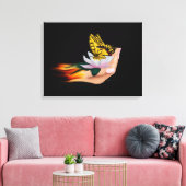 Boter op Lotus Bloom Canvas Afdruk (Insitu (Woonkamer))