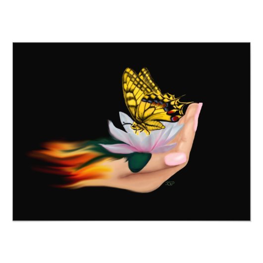 Boter op Lotus Bloom Foto Afdruk (Voorkant)