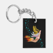 Boter op Lotus Bloom Sleutelhanger (Voorkant Links)