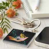 Boter op Lotus Bloom Sleutelhanger (Voorkant Rechts)