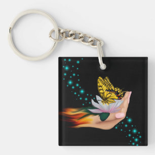 Boter op Lotus Bloom Sleutelhanger