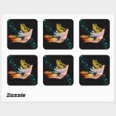 Boter op Lotus Bloom Vierkante Sticker (Vel)