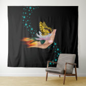 Boter op Lotus Bloom Wandkleed (In Situ (horizontaal))
