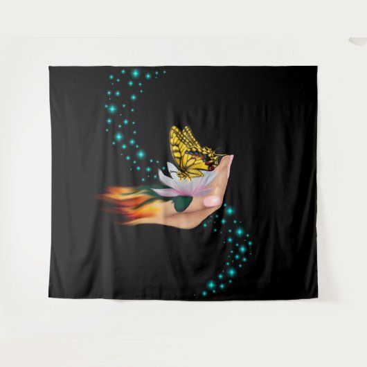 Boter op Lotus Bloom Wandkleed (Voorkant (horizontaal))