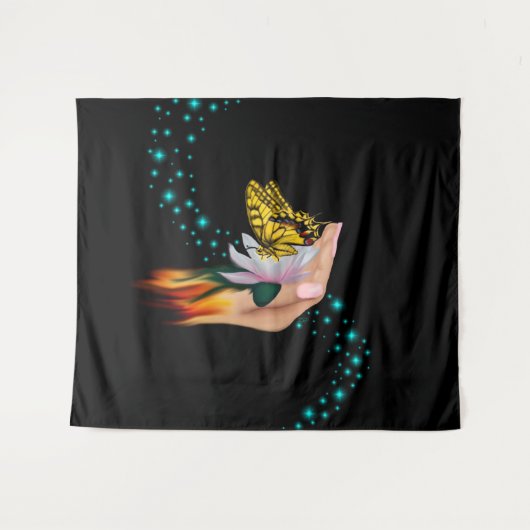 Boter op Lotus Bloom Wandkleed (Voorkant (horizontaal))